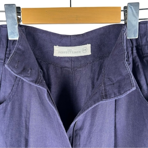 notPERFECTLINEN Women's Size S / M Damme high-waisted pleated front linen pants - Picture 4 of 7